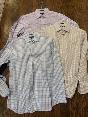 Banana Republic Dress 3PC Check Cotton Button-Up Shirts size Medium Slim